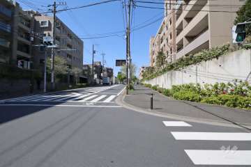 敷地南東側の前面道路(南西側から)