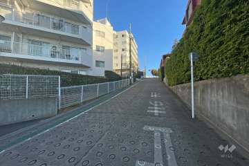 敷地の南東側前面道路（南西側から）