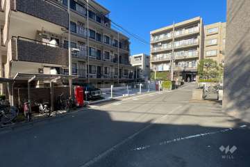 敷地北東側の前面道路（南東側から）