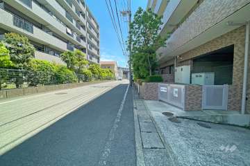 敷地東側の前面道路（北側から）