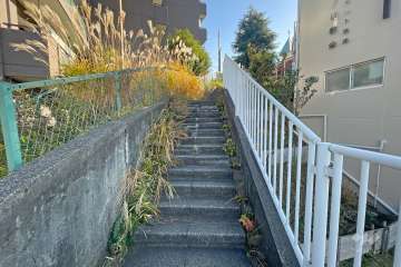 敷地南西側の前面道路（北西側から）