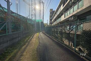 敷地東側の前面道路（北側から）