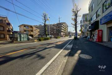 敷地の南側前面道路（西側から）