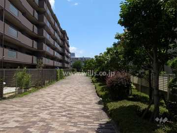敷地南側には通路と緑地が設けられています。
