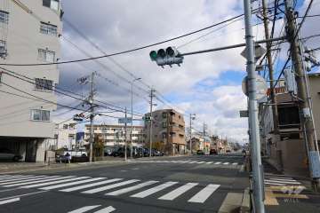 敷地南側の前面道路(西側から)