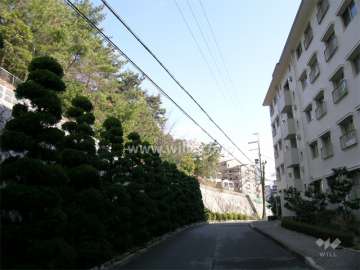 10棟のすぐ北側は山林になっており、緑豊かです。