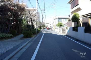 敷地北東側の前面道路（南東側から）