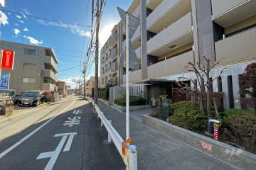 敷地東側の前面道路（北側から）