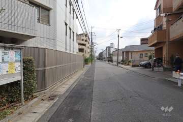 敷地西側の前面道路（北側から）