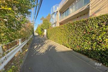 敷地南西側の前面道路（南東側から）