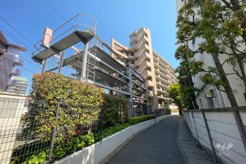 敷地東側の前面道路（北側から）