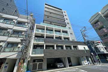 エクセリア二子多摩川の外観（南西側から）