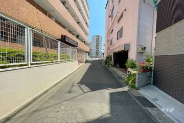 敷地南側の前面道路（西側から）