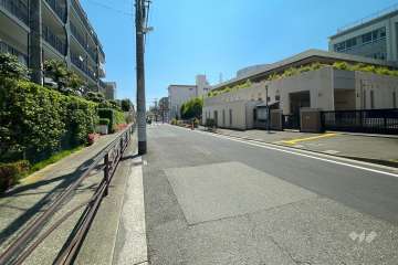 敷地南側の前面道路（西側から）