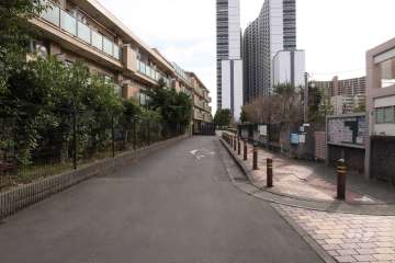 敷地西側の前面道路(北側から)