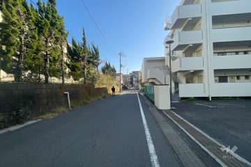 敷地の北側前面道路（西側から）