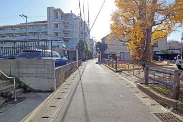 敷地西側の前面道路(北側から)