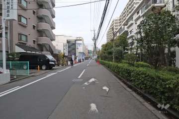 敷地西側の前面道路(南側から)