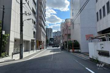 敷地北西側の前面道路（北東側から）