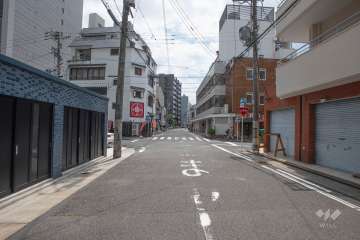 敷地西側の前面道路（北側から）