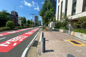 敷地南西側の前面道路（南東側から）