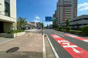 敷地南東側の前面道路（北西側から）