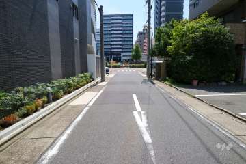 敷地西側の前面道路（北側から）