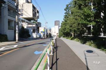 敷地北西側の前面道路(南西側から)