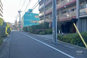 敷地東側の前面道路（北側から）