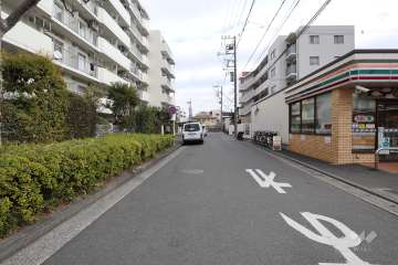敷地南側の前面道路（西側から）