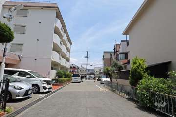 敷地南側の前面道路（西側から）