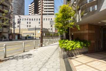 敷地の南西側前面道路（南東側から）