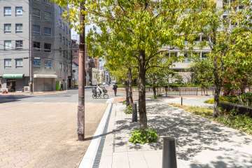 敷地の南西側前面道路（南東側から）