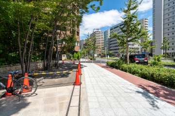 敷地南西側の前面道路（南側から）