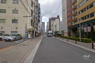 敷地の北側前面道路（西側から）