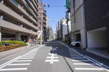 敷地の南側前面道路（西側から）