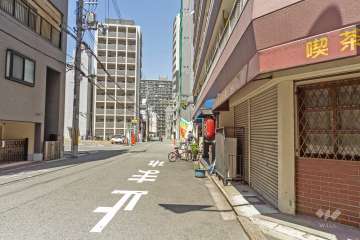 敷地の南西側前面道路（南東側から）