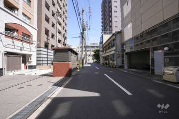 敷地の南側前面道路（西側から）