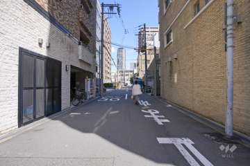 敷地南側の前面道路（西側から）