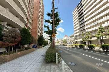 敷地北西側の前面道路（北東側から）