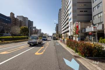 敷地の南側前面道路（東側から）