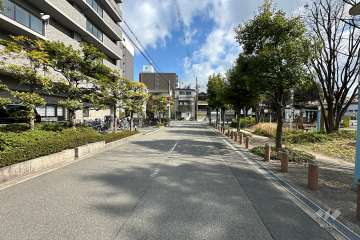 敷地南東側の前面道路（南西側から）