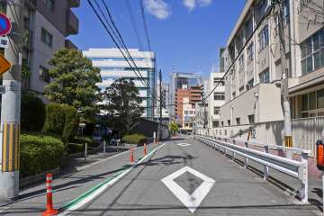 敷地北東側の前面道路（南東側から）