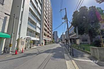 敷地西側の前面道路（北側から）