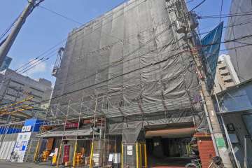 GSハイム船場の外観（南東側から）（大規模修繕工事中/2024年7月現在）
