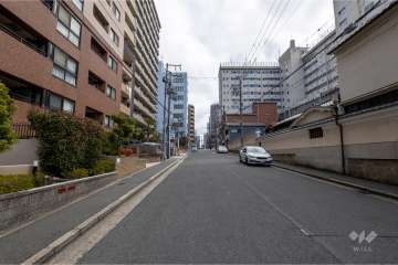 敷地南西側の前面道路（北西側から）