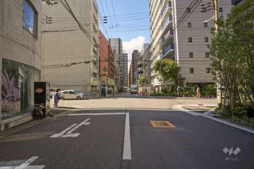 敷地の南側前面道路（東側から）