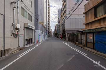 敷地西側の前面道路（北側から）