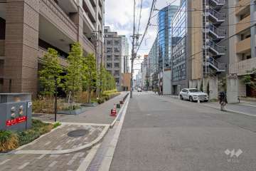 敷地南側の前面道路（西側から）
