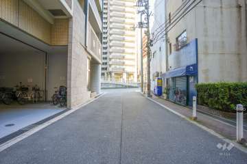 敷地南側の前面道路（西側から）